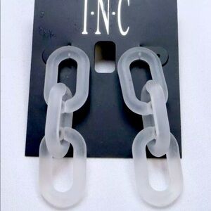 INC WHITE FROST RESIN LINK POST DROP EARRINGS